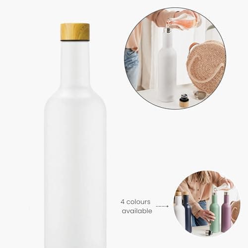 EST 2012 UBERSTAR BARWARE & GIFTS VINNIE Stainless Steel Insulated Travel Wine Bottle 750ml / Hot or Cold Drinks/Reusable Flask Screw Top/Water Wine Juice (White) — view 3