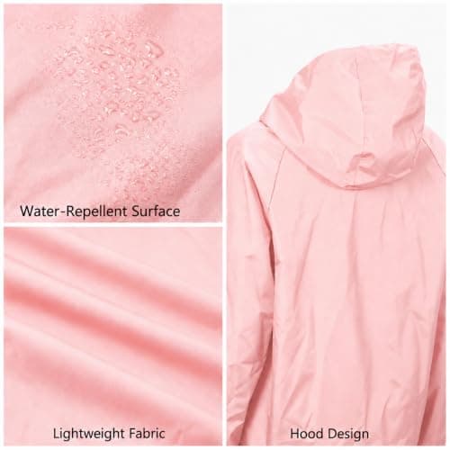 Innfttwo Lightweight Rain Jackets Womens ladies Waterproof Jackets with Hood Packable Raincoat Women for Running Cycling Hiking (UK, Alpha, XS, Regular, Regular, Pink) — view 4