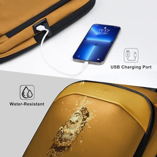HEROIC KNIGHT Laptop Backpack, Anti Theft Travel Rucksack 17Inch-Yellow — view 2