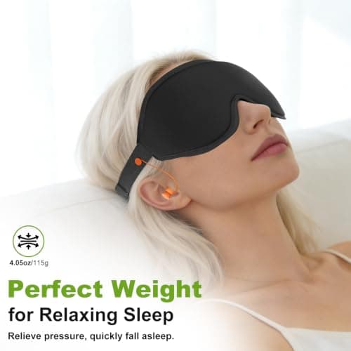 3D Contoured Sleep Mask with Earplug Retainer Cord,100% Pressure-Free & Total Light Blocking Eye Mask with Adjustable Strap. Ideal for Sleep Earplug User, Airplane Travel, Meditation Green — view 5