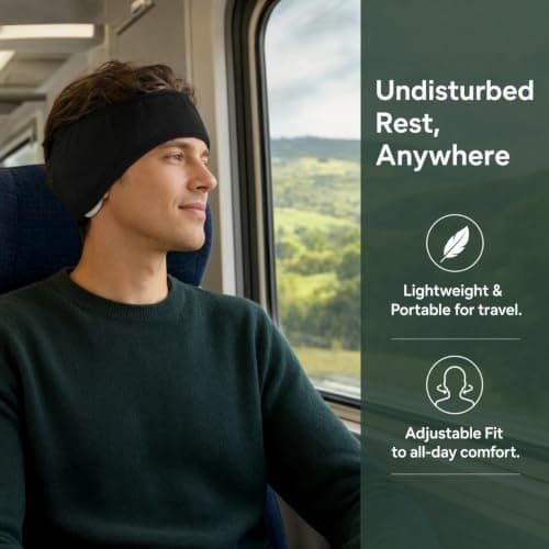 VALICLUD Noise Cancelling Headband for Sleeping with Soundproof Sleep Earmuff in Black, Adjustable Fit and Comfortable Cotton Cloth Ear Muffs for Men and Women, for Airplanes and Office — view 2