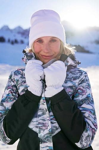 Mountain Warehouse Womens Ski Gloves - Snowproof, Textured Palm, Fleece Lined Warm Glove - For Skiing, Snowboarding & Outdoors White M