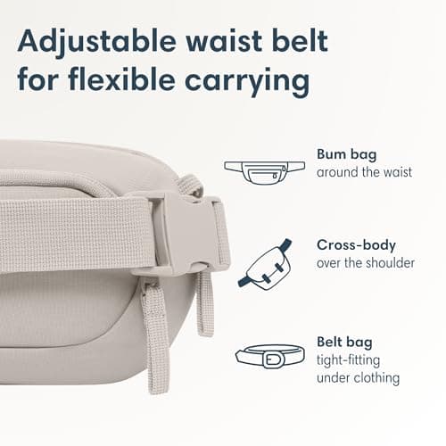 Larkson Small Waist Pack Slingbag Men & Women Beige - Helge - Anti-Theft Bum Bag Cross Body Bag with RFID Blocker for Everyday & Travel - Breathable Mesh Padding - Water-Repellent — view 6