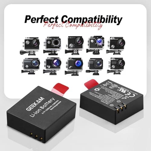 Action Camera Battery 3-Pack & Charger for Select Cams, Square-Edge — view 4
