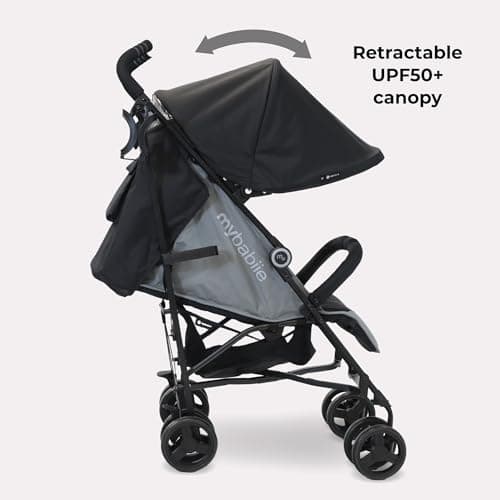 My Babiie MB02 Plus Stroller - from Birth to 4 Years (22kg), Lightweight & Compact Umbrella Fold, Travel Buggy for Toddlers, Pushchair Includes Cup Holder and Rain Cover - Black & Grey — view 5