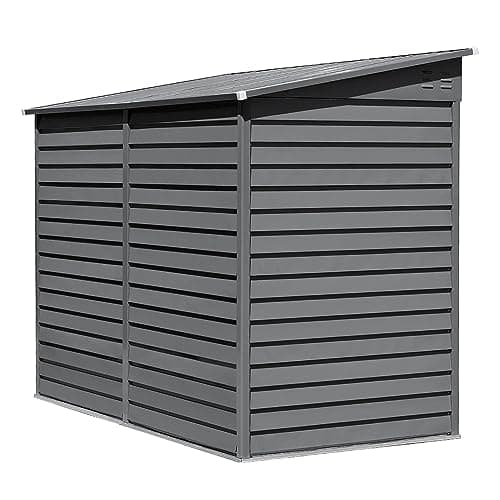 Panana Outdoor Metal Garden Shed Storage Box Bike Tool House (L 144cm x W 270cm x H 202cm, Black, Alloy Steel) — view 4