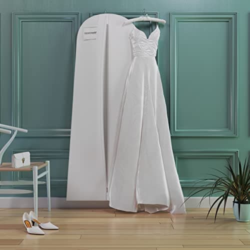 Hangerworld 72 Inch White Breathable Wedding Dress Bridal Gown Garment Cover Bag with Secret Internal Zipped Pocket (1) — view 6