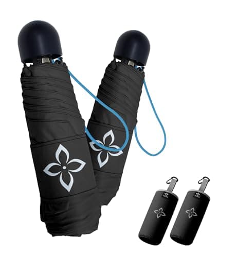 LILAC Mini Compact Folding Umbrella, Travel Pocket Rain Sun UPF 100+ UV