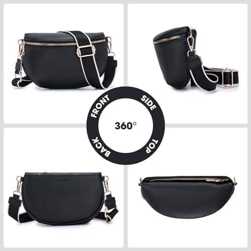 Roulens Crossbody Bag for Women Fashion Waist Packs Soft Vegan PU Leather Belt Bag Large Capacity Shoulder Bag with Adjustable and Removable Wide Strap — view 6