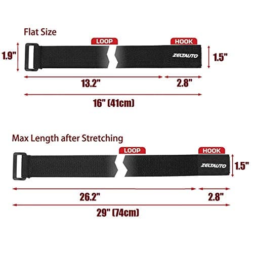 Elastic Cinch Straps with Quick-Adjust Buckles, Multipurpose Tie-Downs for Outdoor Gear, Camping, Travel Essentials, Bikes, Yoga Mats (1.5"x16", 2-Pack) — view 4