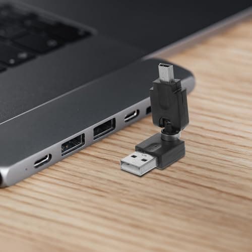 Uonlytech USB to Mini USB Adapter 360 Degree Rotating Black Converter — view 4