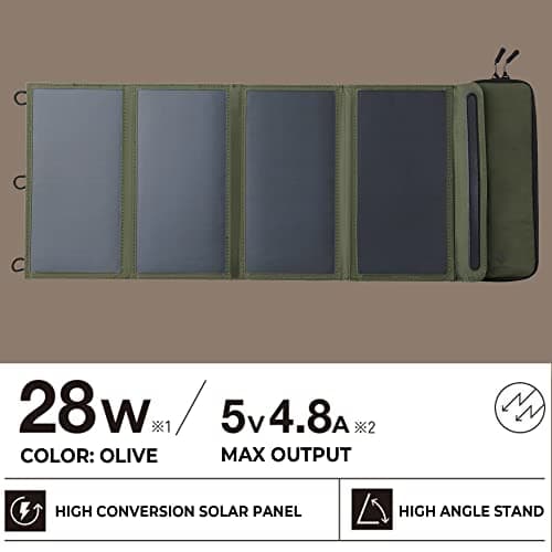 ELECOM NESTOUT 28W Outdoor Foldable Solar Panel Charger, Dual USB-A, 4.8A — view 3