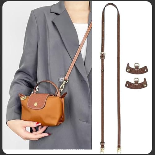YUNYU No-Punch Leather Crossbody Strap for Mini Bags, 1.2cm Wide, 100-120cm Adjustable Length, with 2 Adapters — view 6