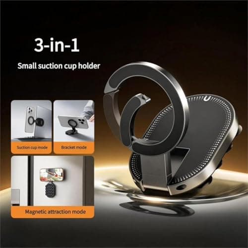 3-in-1 Magnetic Suction Cup Phone Mount,360° Rotatable Phone Holder Stand with 18 Strong SuctionCups,Portable Foldable Car Dashboard Mount,Strong Magnetic and Suction Grip for Car,Home,Gym,Travel — view 4