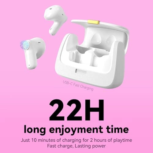 ANCwear Wireless Earbuds with Mini Handbag Case, 22H Playtime, Pearl White — view 4