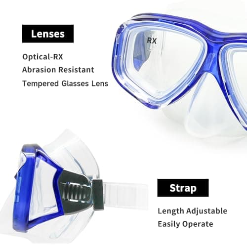 EnzoDate Optical Diving Gear Kit Myopia Snorkel Set, Different Strength for Each Eye, Nearsighted Dry Top Scuba Mask — view 5