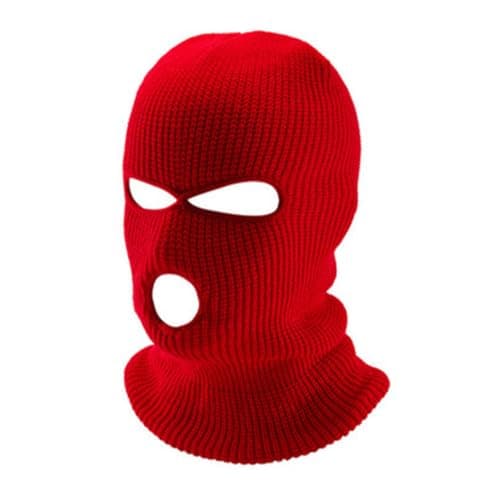 Gaomumu 3-Hole Knitted Balaclava, Windproof Thermal Full Face Cover, Stretch Warm Knit Head Neck Protector, Suitable for Cycling Skiing Hiking Winter Outdoor Sports(Red)