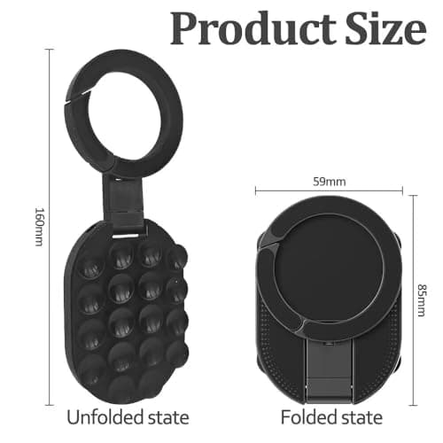 Magnetic Phone Holder with Strong Magnet, Suction Cup Phone Mount with 18 Suction Cups & Universal Magnetic Ring, 3-Axis Adjustable Foldable, for iPhone Android etc, Suitable for Smooth Flat Surfaces — view 3