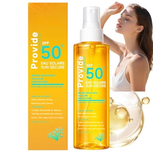 100ml SPF 50 Sunscreen Spray for Face & Body,Travel Size Sun Oil with Hydration Glow Mist,Over Makeup SPF Mist,Lightweight Sunscreen Spray SPF 50 for All Skin Types,No White Residue,Suitable for Face