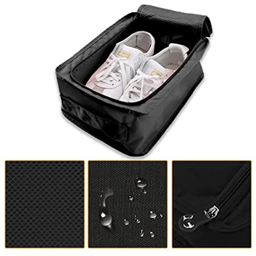 2 Pack Travel Shoe Bag Shoes Organizer, Foldable Waterproof Small Shoe Bags Storage Organizer Shoe Pouch with Zipper, Portable Carrier Bag Travel Bags Organiser (Black) — view 3