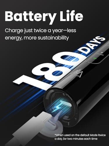 Marlincare Electric Sonic Toothbrush for Adults, 180 Days Life (Black) — view 3