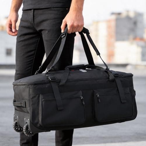 BREEZENEST Foldable Rolling Duffel Bag with Wheels 122L Large Capacity Waterproof Wheeled Travel Backpack | Carry On Wheeled Duffel Luggage with Foldable Design, Durable Oxford Fabric — view 2