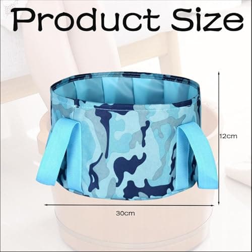 Foldable Pedicure Spa Bowl, Foot Bath Massage Barrel Home Pedicure Basin for Camping Washing Fishing (Camouflage Blue) — view 2