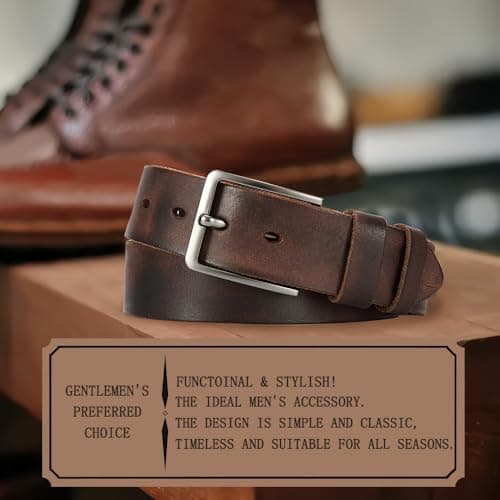 DOOPAI Leather Belt for Men,Handmade for Formal Work or Casual Belt 40MM — view 2