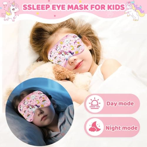 NganSuRong 2 Pack Sleep Mask for Kids Girls，Silk Eye Mask for Sleeping with Adjustable Strap Cute Blindfold Adult Children's Bedtime Eye Cover for Travel Nap Party Supplies (Pink) — view 6