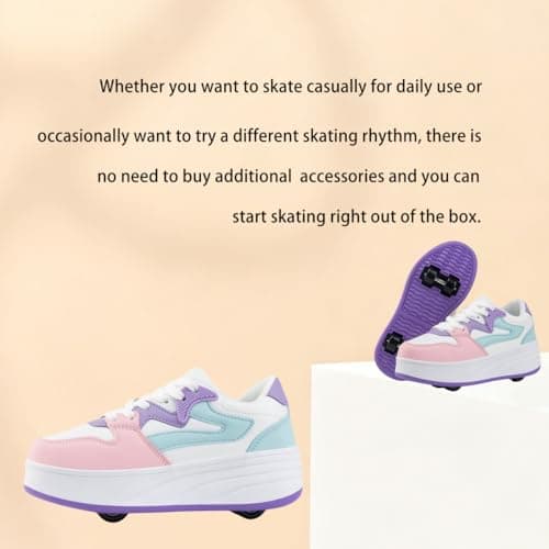 Roller Skate Shoes for Women Girls Sneakers with Detachable Wheels Sport Shoe Suitable for Halloween Christmas Birthday Party Gifts Purple — view 6