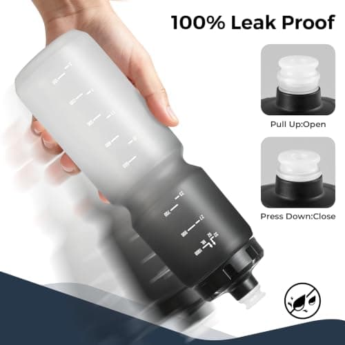 ADSPED 2 Pack Squeeze Sports Water Bottle 700ml Cycling Bottle 24oz Bike Water Bottle BPA-free Reusable for Bicycle Running Hiking Gym & Outdoor Fits Most Bike Cages Black White and Black — view 5