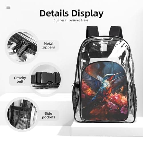WZYCWB Hummingbird Patterned backpack set (lunch bag and pencil case) | Perfect for school, work, business trips, and travel. — view 4