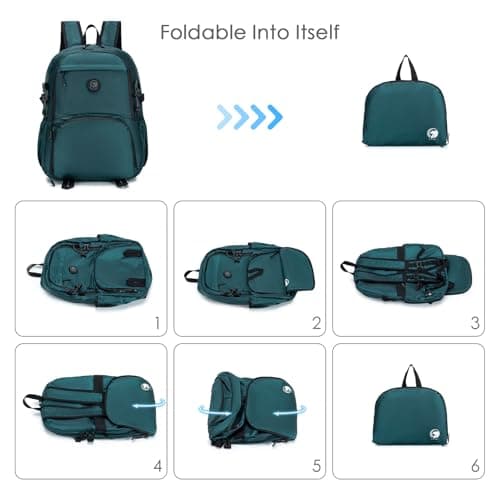 SPAHER for Ryanair Cabin Bags 40x30x20 Underseat Foldable Travel Cabin Backpack Carry on Hand Luggage Waterproof Small Hiking School Camping Backpack 25L for Men Women, Grey — view 3