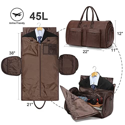 Modoker Convertible PU Leather Garment Bag, Carry-On Travel Duffel — view 2