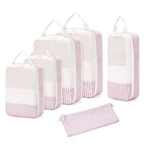 Narwey 6 Set Compression Packing Cubes for Suitcases, Travel Storage Bags