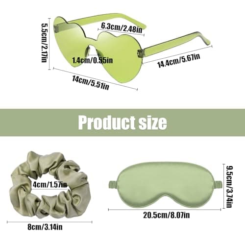 20PCS SPA Party Supplies Set, Drowsy Silk Sleep Mask, Soft Sleep Eye Masks, Hair Rings, Heart - Shaped Glasses, Travel, Daily Use, Rides, Bridal Shower Gifts (1 Set of Rose - red + 4 Sets of Green) — view 2