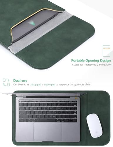 HYZUO 15 Inch Laptop Sleeve Case Bag for MacBook Air 15 M5, Midnight Green — view 4