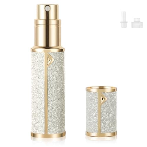 LOPHE Perfume Travel Bottle, 5ML Luxurious Perfume Atomiser Refillable, Shining Perfume Spray Bottle, Easy to Refill Perfume Atomiser for Women Men (Shining Silver)
