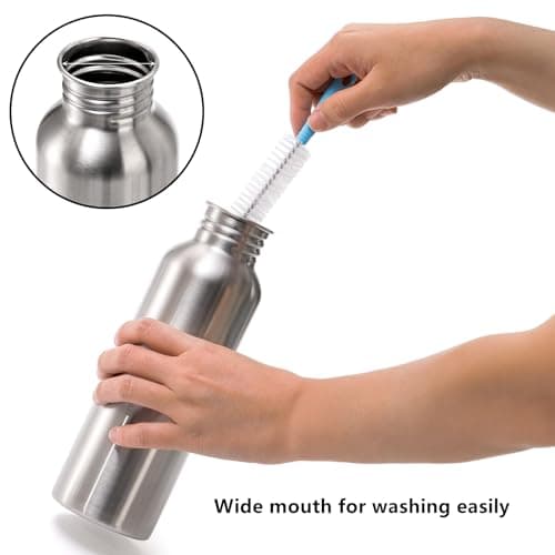 Yopay 2 Pack Stainless Steel Sports Water Bottles, 750ml / 26oz Single Walled 18/8 Stainless Steel Water Bottle with Handle, Uninsulate Metal Water Bottle for Cyclists, Runners, Hikers, Picnics — view 3