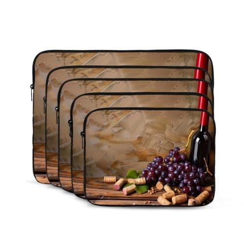 ULKMFFCF 12 inch Laptop Sleeve with Wine Bottle Corks Grapes Printed Shockproof Laptop Case Cover Bag for School Travel Office — view 2