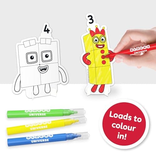 Numberblocks Sticker Activity Set – 40+ Pieces Kids Sticker Sheets with Felt Tips, Colouring Characters – Educational Maths Learning – Kids Party Bag Fillers, Creative Maker Kitz by Bladez Toyz — view 4