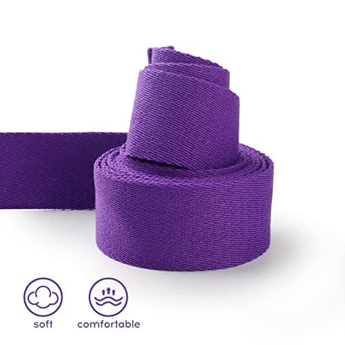 voidbiov D-Ring Buckle Yoga Strap 1.85 or 2.5M, Durable Cotton Adjustable Belt Perfect for Holding Poses, Improving Flexibility and Physical Therapy Dark Purple — view 2