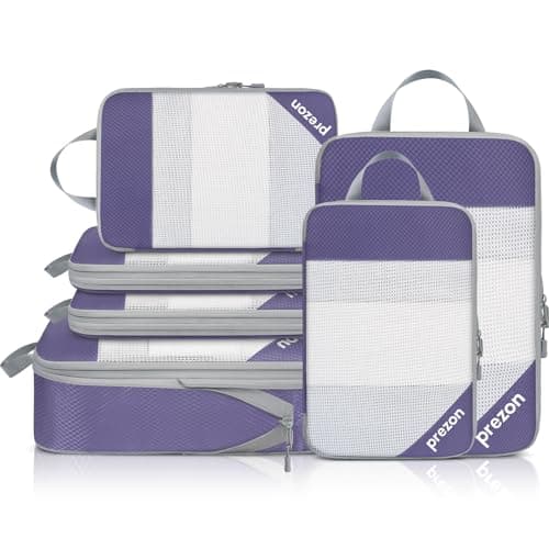 Prezon Versatile 6-Set Compression Hollow Packing Cubes, Full Open Visible Design, Space-Saving and Lightweight, Customized Cationic Material, Portable and Durable Luggage Organizer, Indigo