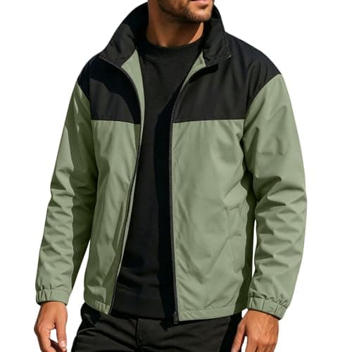 Waterproof Jacket for Men Uk Windbreaker Outdoor Raincoat Lightweight Breathable Coats Sun Protection Windproof Jackets Tops Quick Dry Running Walking Hiking Camping Cycling Travel Sports Army Green M
