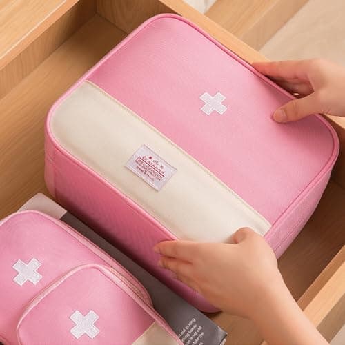 Bncxdc 3 Pieces First Aid Bag Empty, Medicine Travel Storage Bag (Pink) — view 6