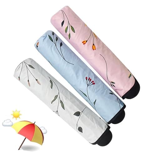 hardinox Women's Folding Floral Sun Umbrella Portable UV Protection Ladies Sun Parasol Windproof Strong Compact Umbrella Summer UPF 50+ Lightweight Travel Garden Sun Rain Umbrellas (White) — view 3