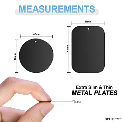 sphires 8 Pack Metal Plate for Magnetic Phone Car Mount with 3M Adhesive 4xRound & 4xRectangle Black Metal Plate for Car Magnetic Phone Holder — view 3