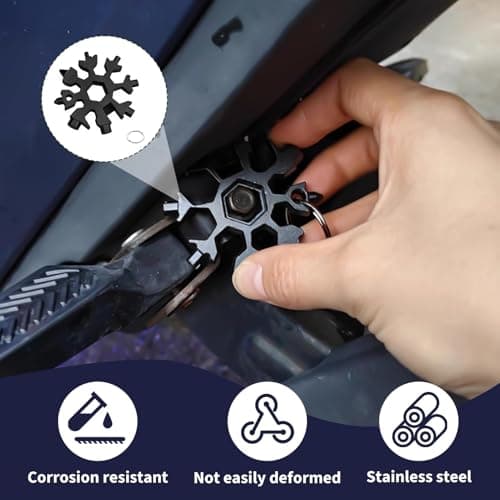 Snowflake Multi Tool, 18 in 1 Multi Tool for Men, Stainless Steel Keychain with Bottle Opener Wrenches Screwdrivers Hex Keys, Emergency for Outdoor Camping DIY,for Dad Husband Father — view 4