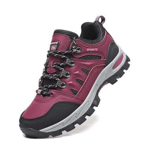 Men's Women's Lightweight Waterproof Anti-Slip Hiking Shoes Travel Camping Shoes Walking Shoes Four Seasons Red 6 UK — view 2