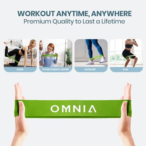 OMNIA Resistance Bands Set for Home Workouts – Durable Exercise Bands for Strength Training, Yoga, Pilates, Physio – 5 Resistance Levels – Unisex Fitness Bands (Green) — view 2